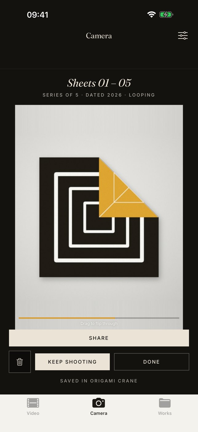 FrameFold screenshot: finished stop motion, keep shooting or done